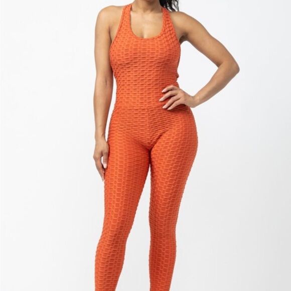 Orange Honeycomb Jumpsuit - Picture 5 of 10